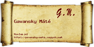 Gavansky Máté névjegykártya