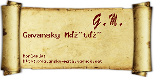 Gavansky Máté névjegykártya